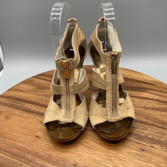 Michael Kors Berkley Heels Womens Size 8 M Nude Embossed Leather Stilletto Shoes - Picture 2 of 8